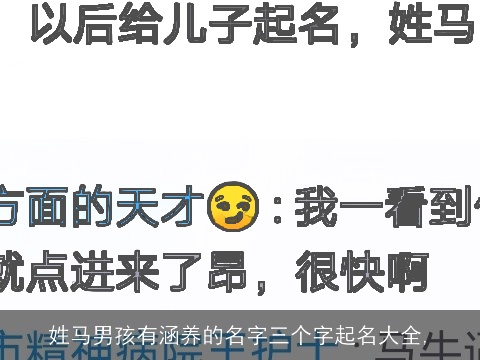 姓马男孩有涵养的名字三个字起名大全,