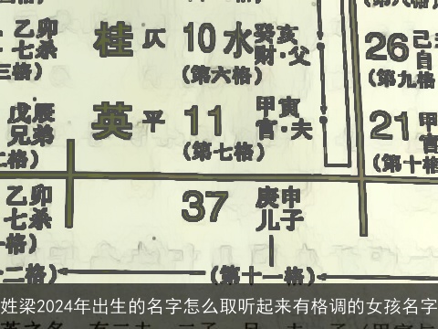 姓梁2024年出生的名字怎么取听起来有格调的女孩名字