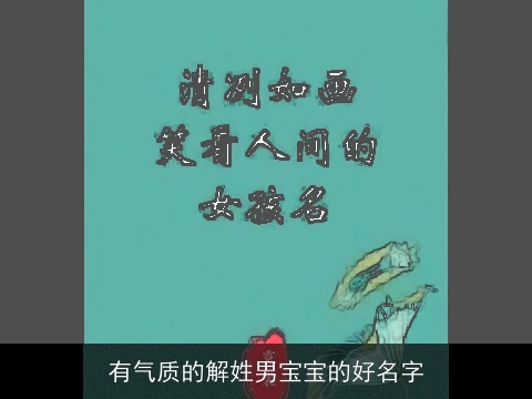 有气质的解姓男宝宝的好名字