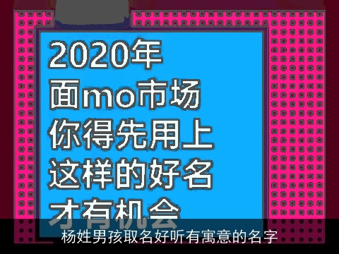 杨姓男孩取名好听有寓意的名字