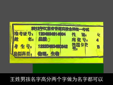 王姓男孩名字高分两个字做为名字都可以