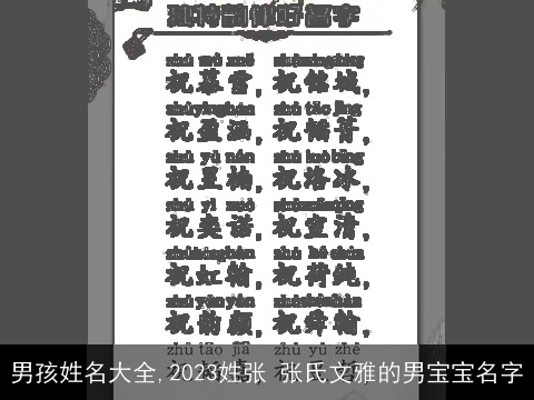 男孩姓名大全,2023姓张 张氏文雅的男宝宝名字