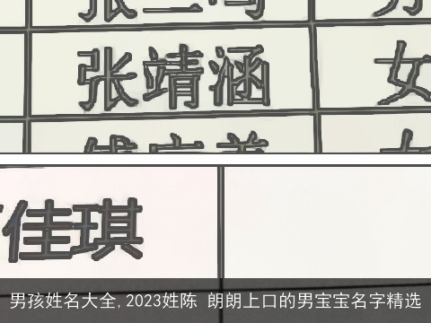 男孩姓名大全,2023姓陈 朗朗上口的男宝宝名字精选