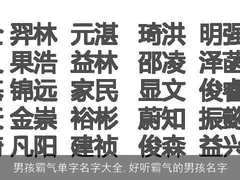 男孩霸气单字名字大全,好听霸气的男孩名字