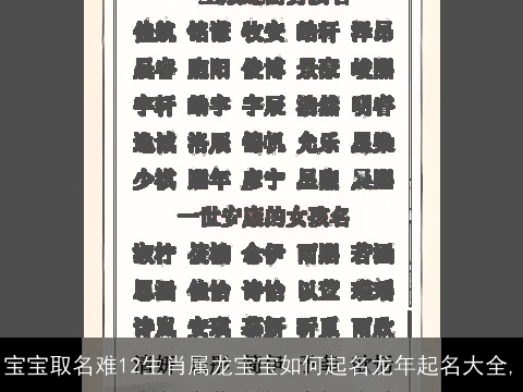 宝宝取名难12生肖属龙宝宝如何起名龙年起名大全,