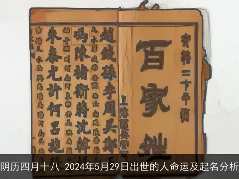 阴历四月十八 2024年5月29日出世的人命运及起名分析