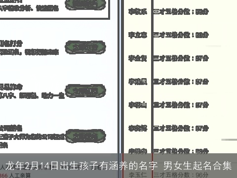 龙年2月14日出生孩子有涵养的名字 男女生起名合集