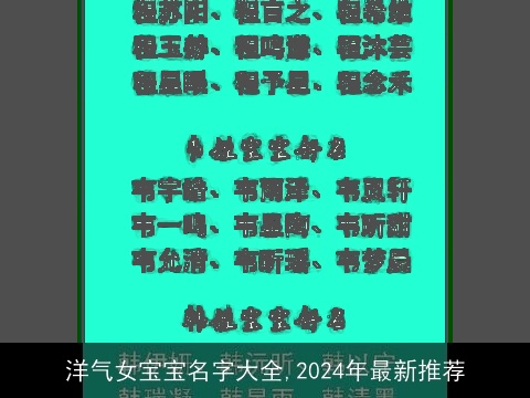 洋气女宝宝名字大全,2024年最新推荐