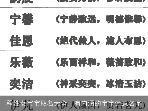 程姓女宝宝取名大全, 有内涵的宝宝诗意名字