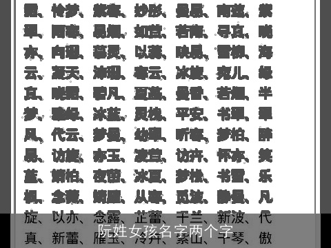 阮姓女孩名字两个字