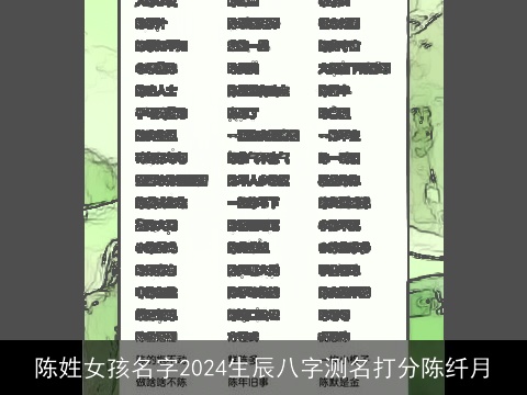 陈姓女孩名字2024生辰八字测名打分陈纤月